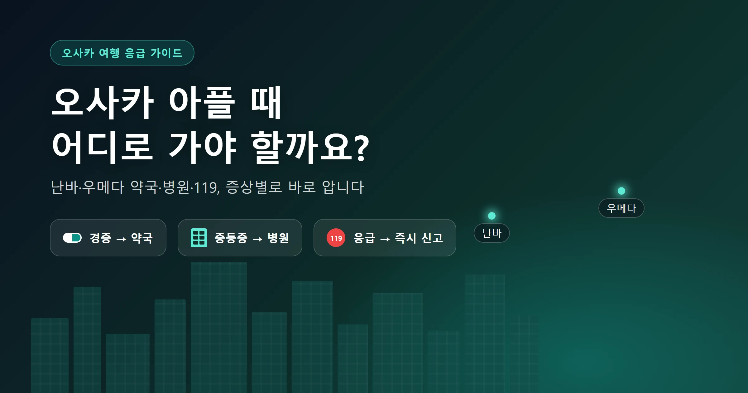 오사카 여행 중 아플 때 약국·병원 안내 대표 이미지